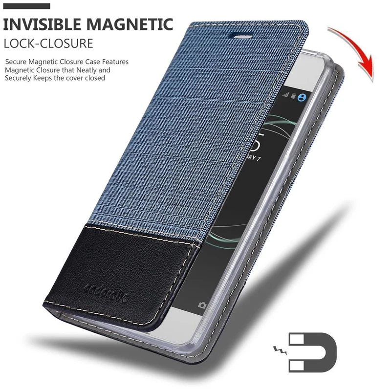 Cadorabo Hülle kompatibel mit Sony Xperia XA1 Schutzhülle mit Magnetverschluss, Standfunktion und Kartenfach
