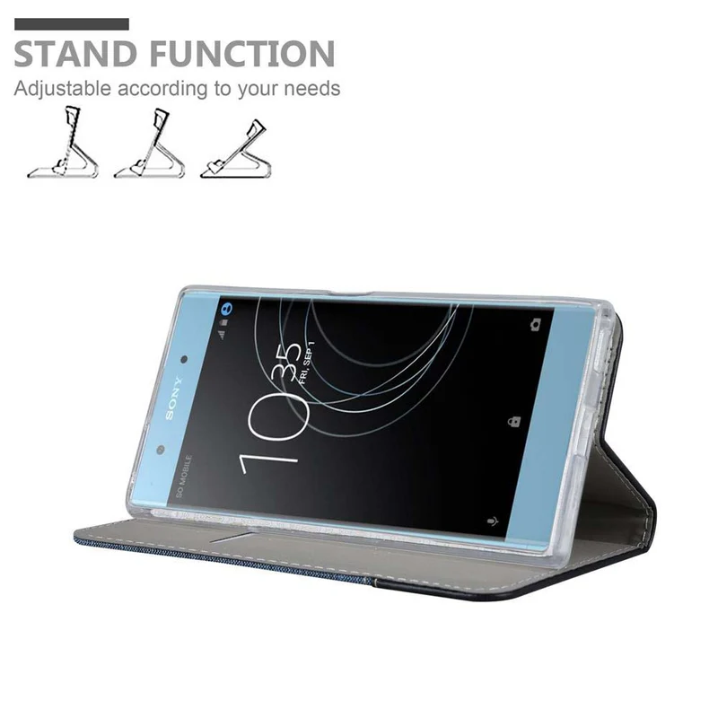 Cadorabo Hülle kompatibel mit Sony Xperia XA1 Schutzhülle mit Magnetverschluss, Standfunktion und Kartenfach