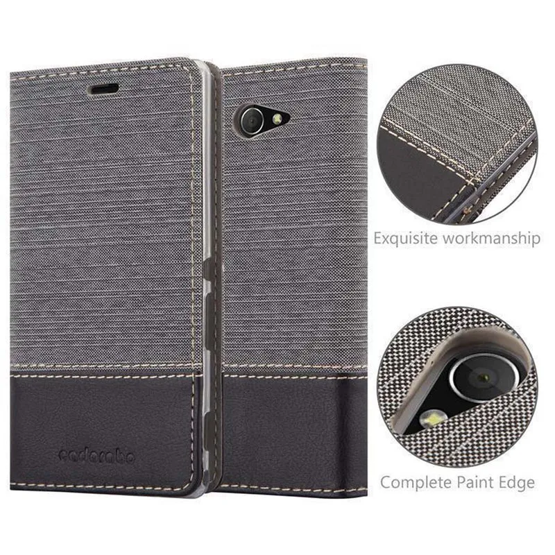 Cadorabo Hülle kompatibel mit Sony Xperia M2 / M2 AQUA Schutzhülle mit Magnetverschluss, Standfunktion und Kartenfach