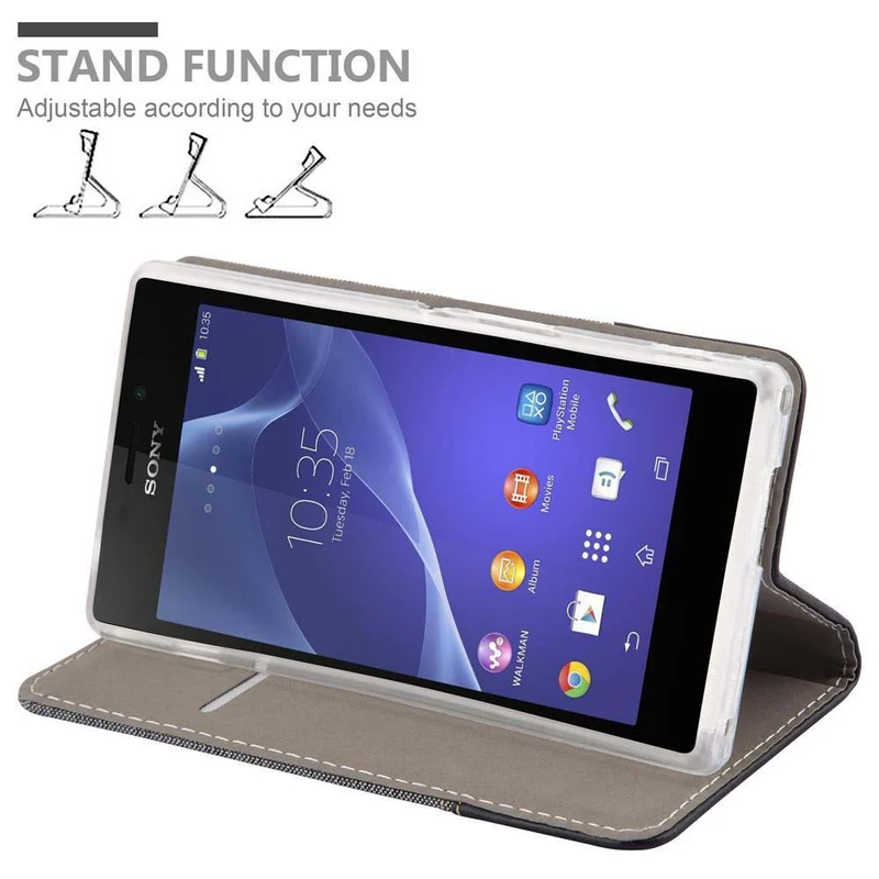 Cadorabo Hülle kompatibel mit Sony Xperia M2 / M2 AQUA Schutzhülle mit Magnetverschluss, Standfunktion und Kartenfach