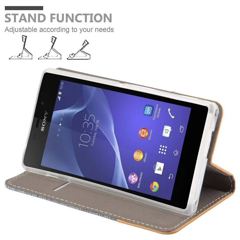 Cadorabo Hülle kompatibel mit Sony Xperia M2 / M2 AQUA Schutzhülle mit Magnetverschluss, Standfunktion und Kartenfach