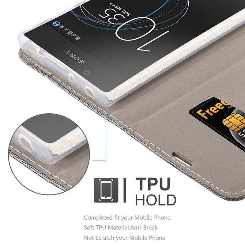 Cadorabo Hülle kompatibel mit Sony Xperia L1 Schutzhülle mit Magnetverschluss, Standfunktion und Kartenfach