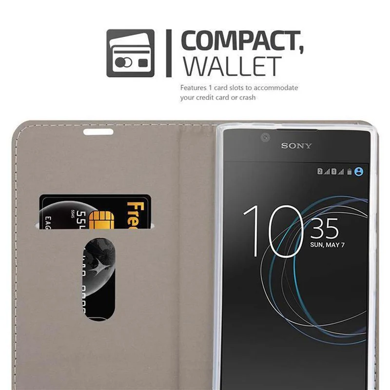 Cadorabo Hülle kompatibel mit Sony Xperia L1 Schutzhülle mit Magnetverschluss, Standfunktion und Kartenfach
