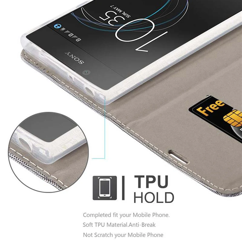 Cadorabo Hülle kompatibel mit Sony Xperia L1 Schutzhülle mit Magnetverschluss, Standfunktion und Kartenfach