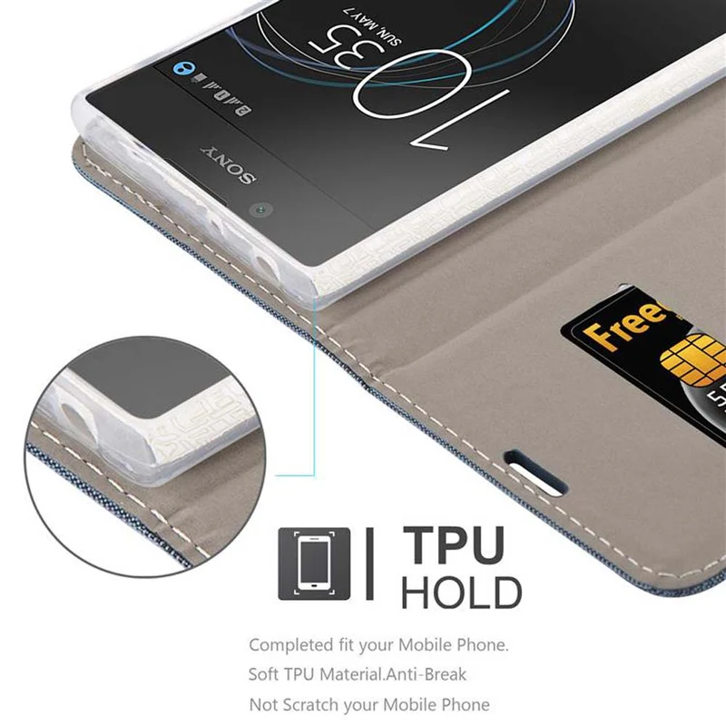 Cadorabo Hülle kompatibel mit Sony Xperia L1 Schutzhülle mit Magnetverschluss, Standfunktion und Kartenfach