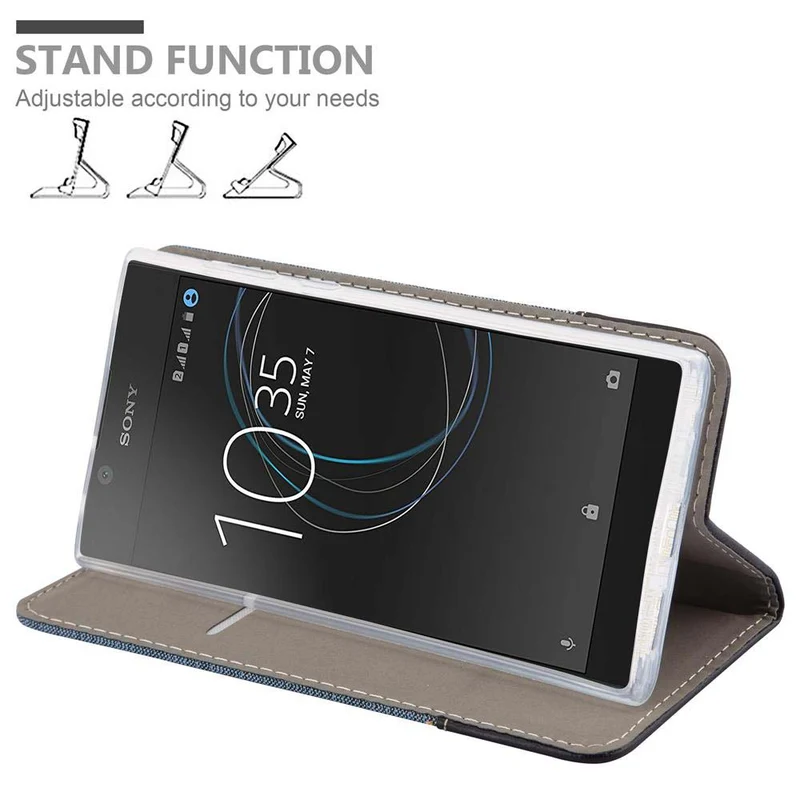 Cadorabo Hülle kompatibel mit Sony Xperia L1 Schutzhülle mit Magnetverschluss, Standfunktion und Kartenfach