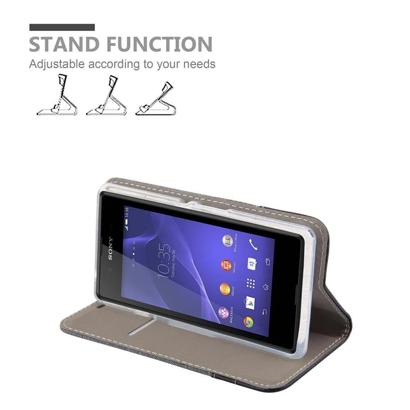 Cadorabo Hülle kompatibel mit Sony Xperia E3 Schutzhülle mit Magnetverschluss, Standfunktion und Kartenfach