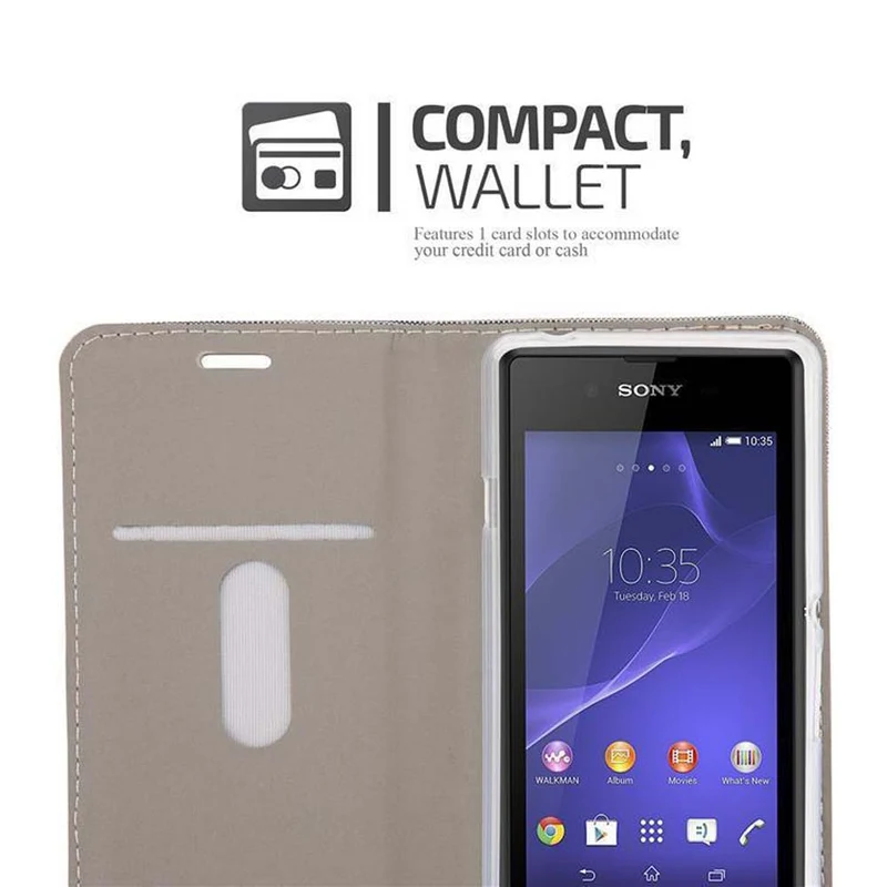 Cadorabo Hülle kompatibel mit Sony Xperia E3 Schutzhülle mit Magnetverschluss, Standfunktion und Kartenfach
