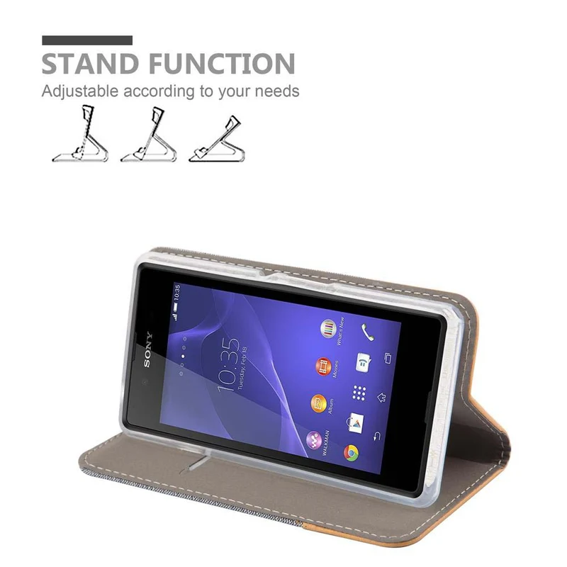 Cadorabo Hülle kompatibel mit Sony Xperia E3 Schutzhülle mit Magnetverschluss, Standfunktion und Kartenfach