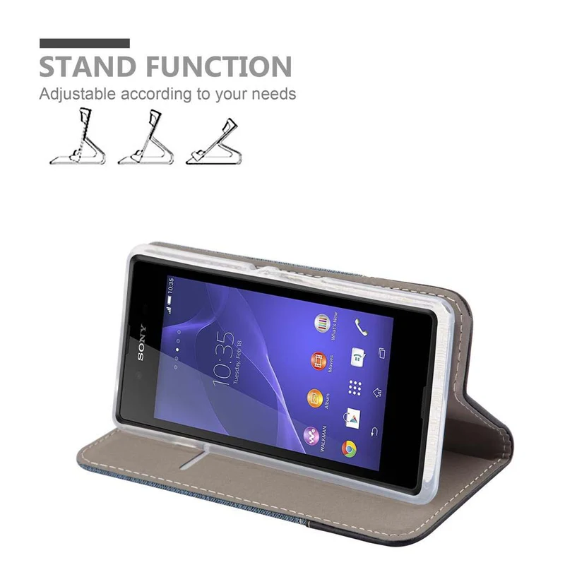 Cadorabo Hülle kompatibel mit Sony Xperia E3 Schutzhülle mit Magnetverschluss, Standfunktion und Kartenfach
