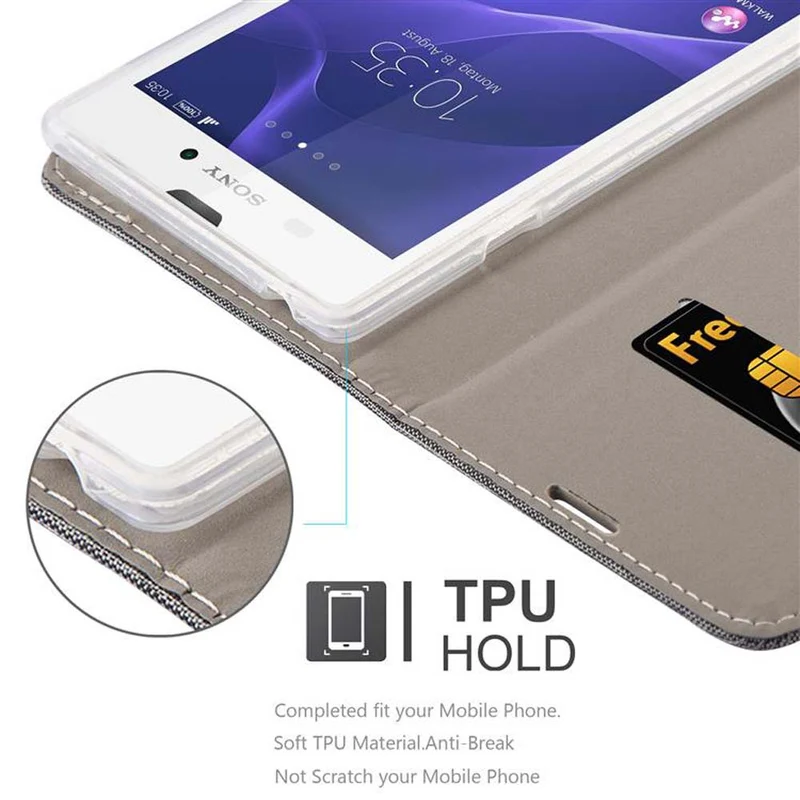 Cadorabo Hülle kompatibel mit Sony Xperia T3 Schutzhülle mit Magnetverschluss, Standfunktion und Kartenfach