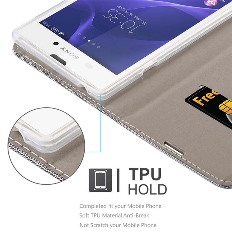 Cadorabo Hülle kompatibel mit Sony Xperia T3 Schutzhülle mit Magnetverschluss, Standfunktion und Kartenfach
