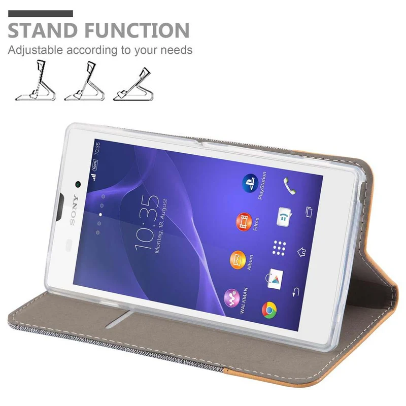 Cadorabo Hülle kompatibel mit Sony Xperia T3 Schutzhülle mit Magnetverschluss, Standfunktion und Kartenfach