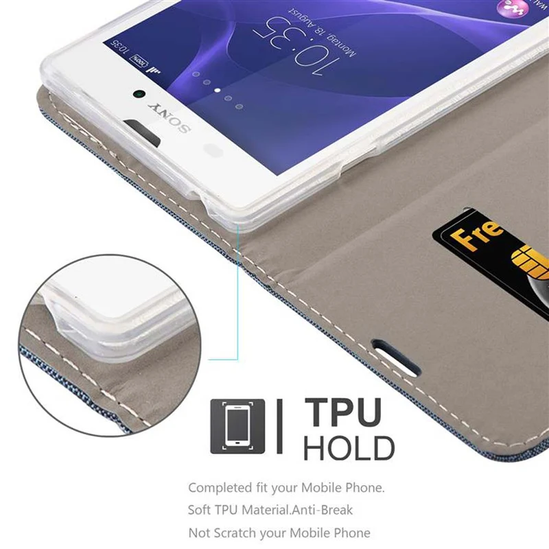 Cadorabo Hülle kompatibel mit Sony Xperia T3 Schutzhülle mit Magnetverschluss, Standfunktion und Kartenfach