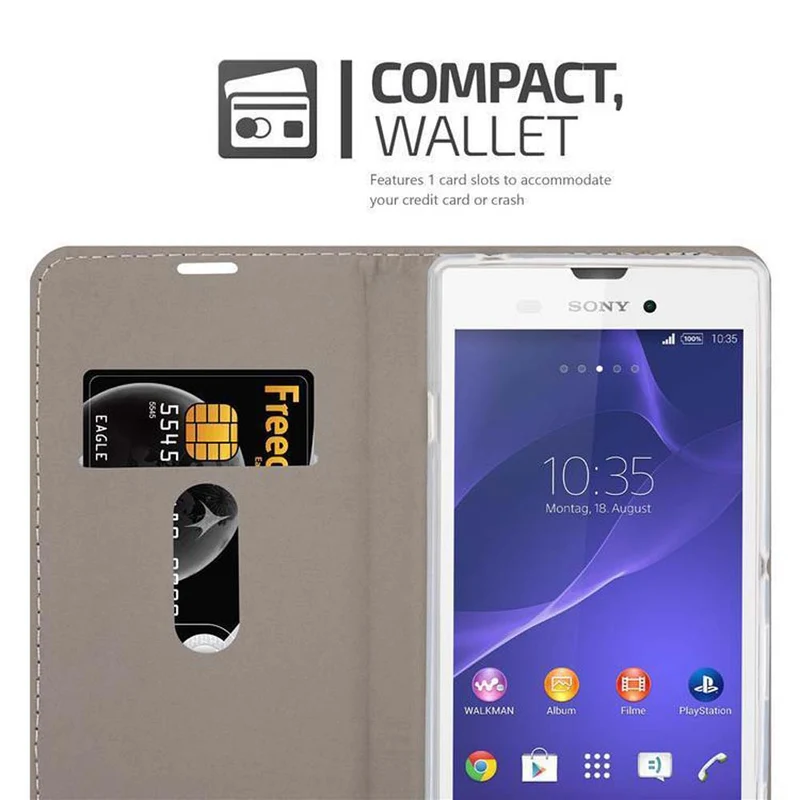 Cadorabo Hülle kompatibel mit Sony Xperia T3 Schutzhülle mit Magnetverschluss, Standfunktion und Kartenfach
