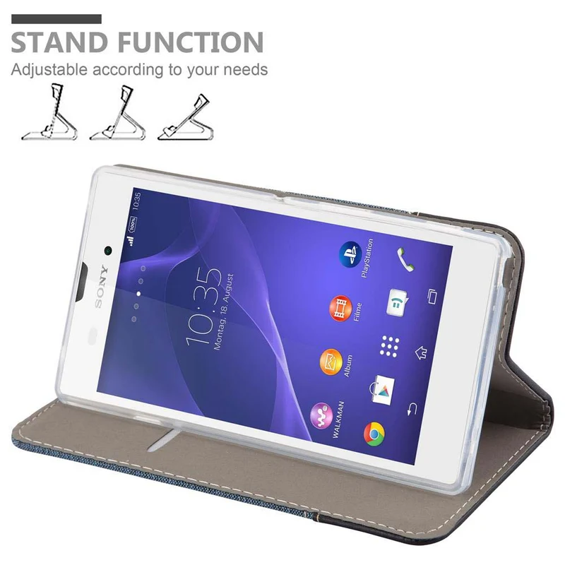 Cadorabo Hülle kompatibel mit Sony Xperia T3 Schutzhülle mit Magnetverschluss, Standfunktion und Kartenfach