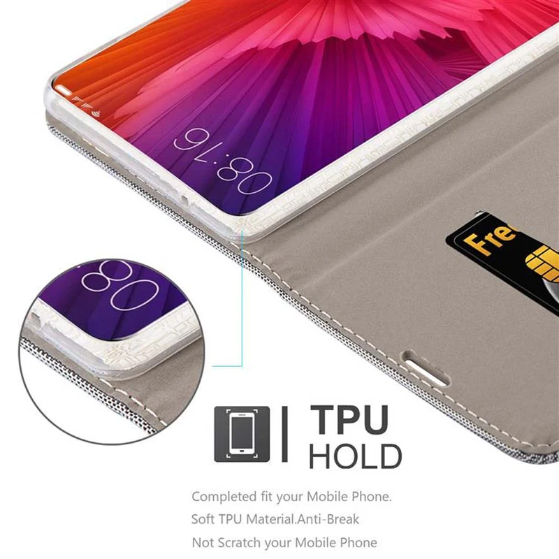 Cadorabo Hülle kompatibel mit Xiaomi Mi MIX 2 Schutzhülle mit Magnetverschluss, Standfunktion und Kartenfach
