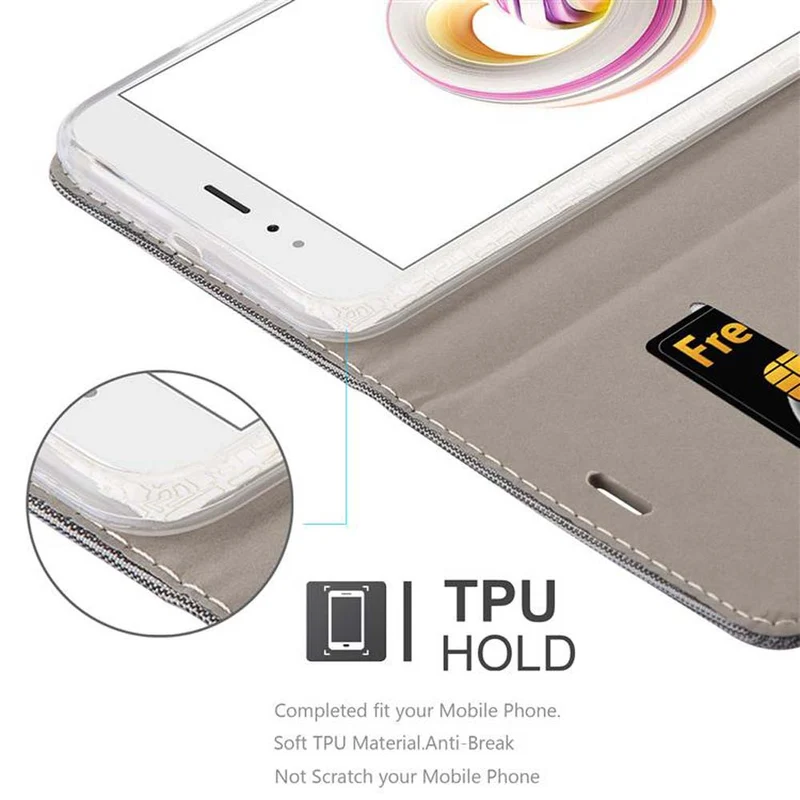 Cadorabo Hülle kompatibel mit Xiaomi Mi A1 / Mi 5X Schutzhülle mit Magnetverschluss, Standfunktion und Kartenfach