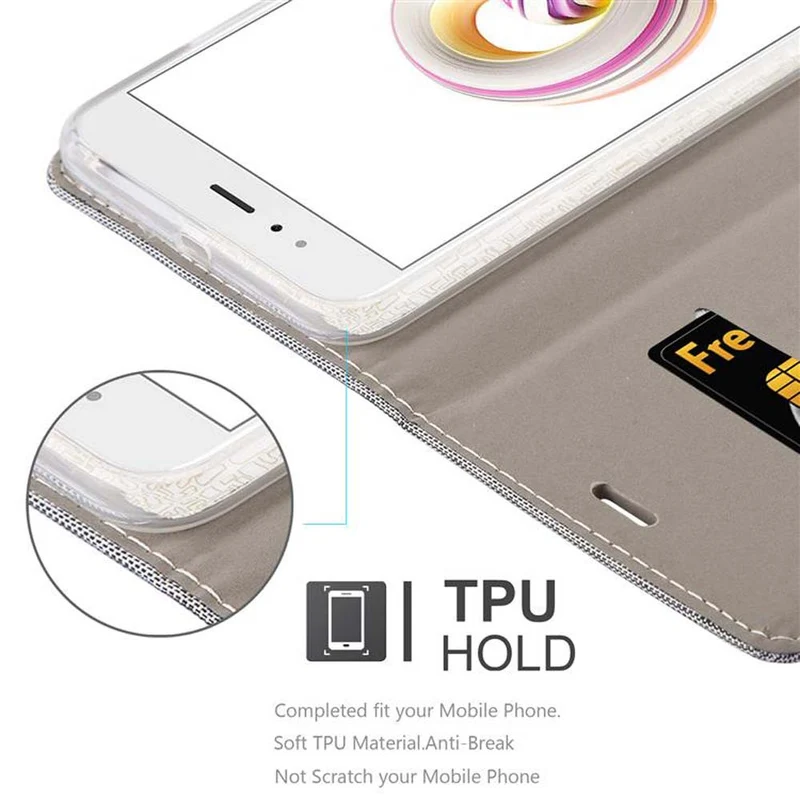 Cadorabo Hülle kompatibel mit Xiaomi Mi A1 / Mi 5X Schutzhülle mit Magnetverschluss, Standfunktion und Kartenfach