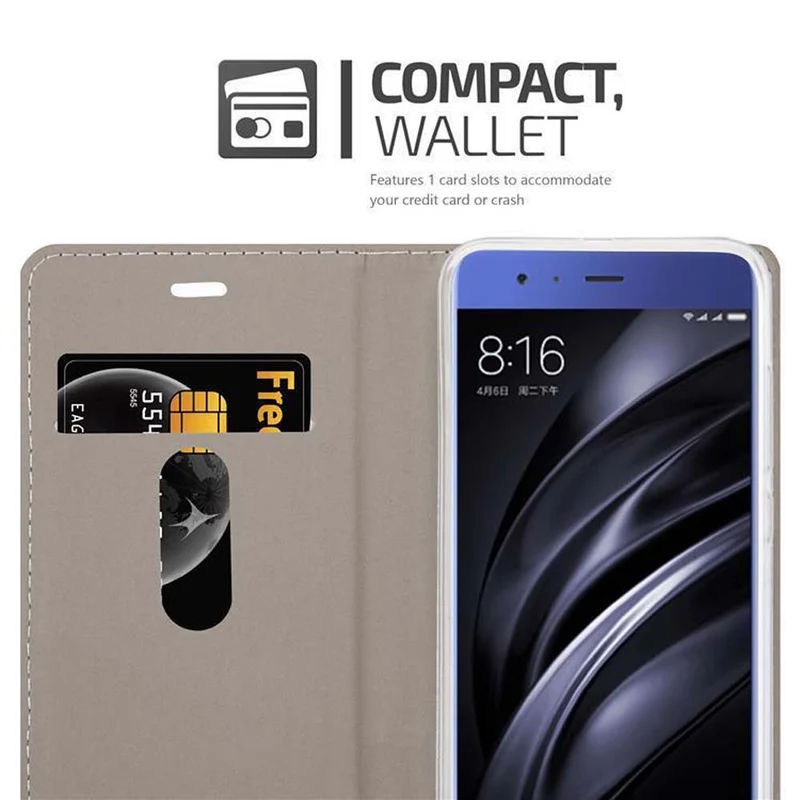 Cadorabo Hülle kompatibel mit Xiaomi Mi 6 Schutzhülle mit Magnetverschluss, Standfunktion und Kartenfach