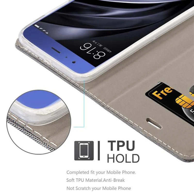 Cadorabo Hülle kompatibel mit Xiaomi Mi 6 Schutzhülle mit Magnetverschluss, Standfunktion und Kartenfach