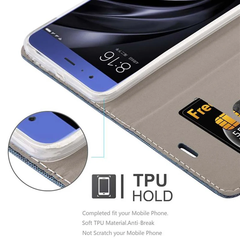 Cadorabo Hülle kompatibel mit Xiaomi Mi 6 Schutzhülle mit Magnetverschluss, Standfunktion und Kartenfach