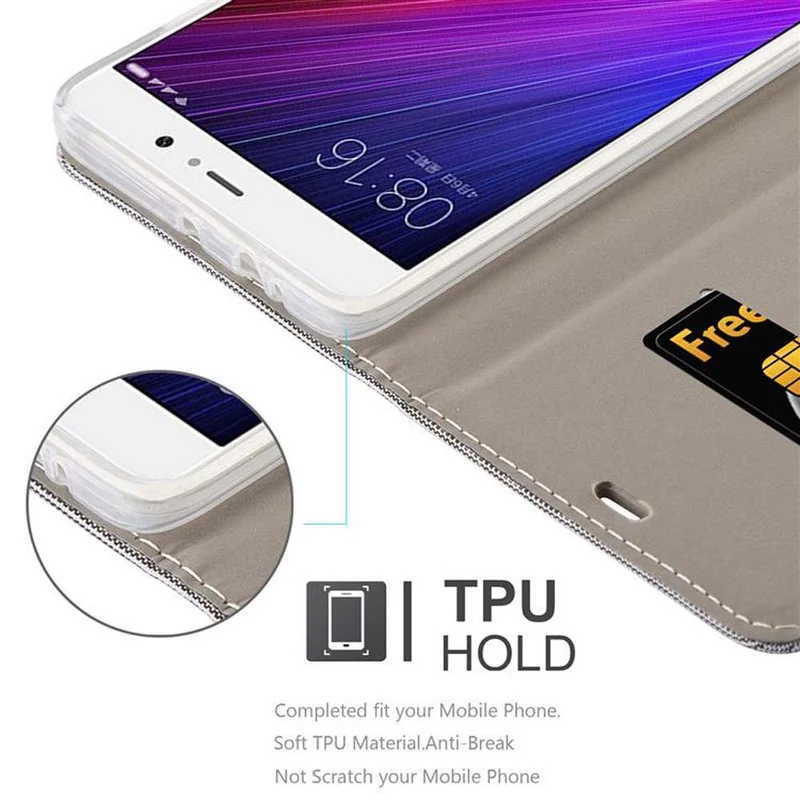 Cadorabo Hülle kompatibel mit Xiaomi Mi 5s PLUS Schutzhülle mit Magnetverschluss, Standfunktion und Kartenfach