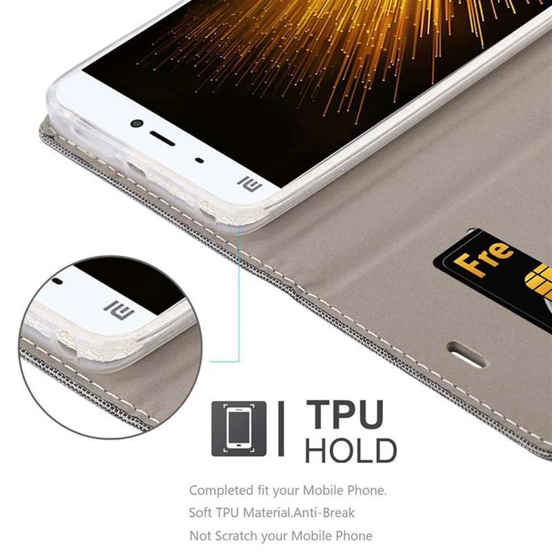 Cadorabo Hülle kompatibel mit Xiaomi Mi 5s Schutzhülle mit Magnetverschluss, Standfunktion und Kartenfach