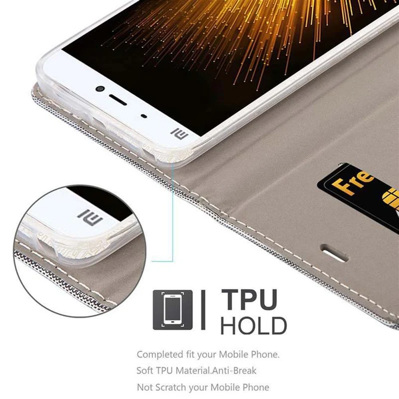 Cadorabo Hülle kompatibel mit Xiaomi Mi 5s Schutzhülle mit Magnetverschluss, Standfunktion und Kartenfach