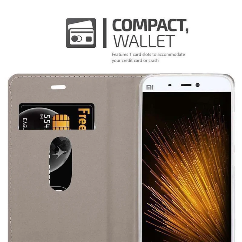 Cadorabo Hülle kompatibel mit Xiaomi Mi 5s Schutzhülle mit Magnetverschluss, Standfunktion und Kartenfach