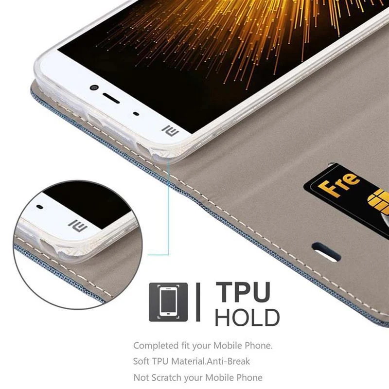 Cadorabo Hülle kompatibel mit Xiaomi Mi 5s Schutzhülle mit Magnetverschluss, Standfunktion und Kartenfach