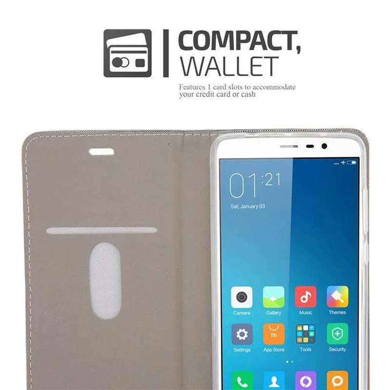 Cadorabo Hülle kompatibel mit Xiaomi RedMi NOTE 4 Schutzhülle mit Magnetverschluss, Standfunktion und Kartenfach