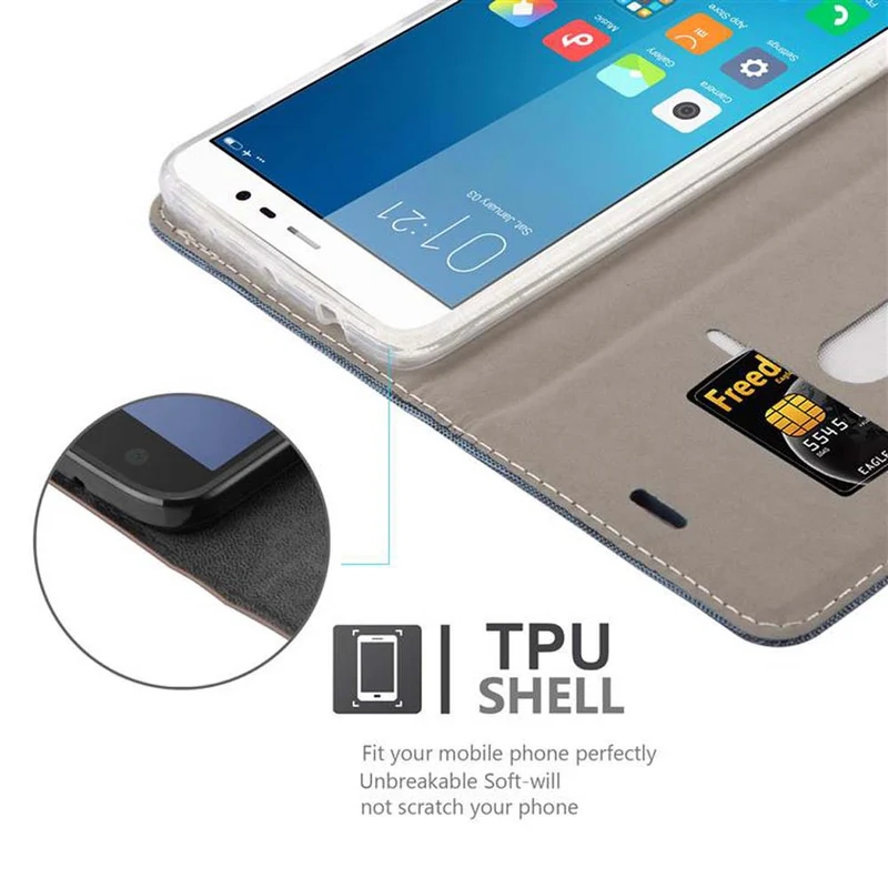 Cadorabo Hülle kompatibel mit Xiaomi RedMi NOTE 4 Schutzhülle mit Magnetverschluss, Standfunktion und Kartenfach