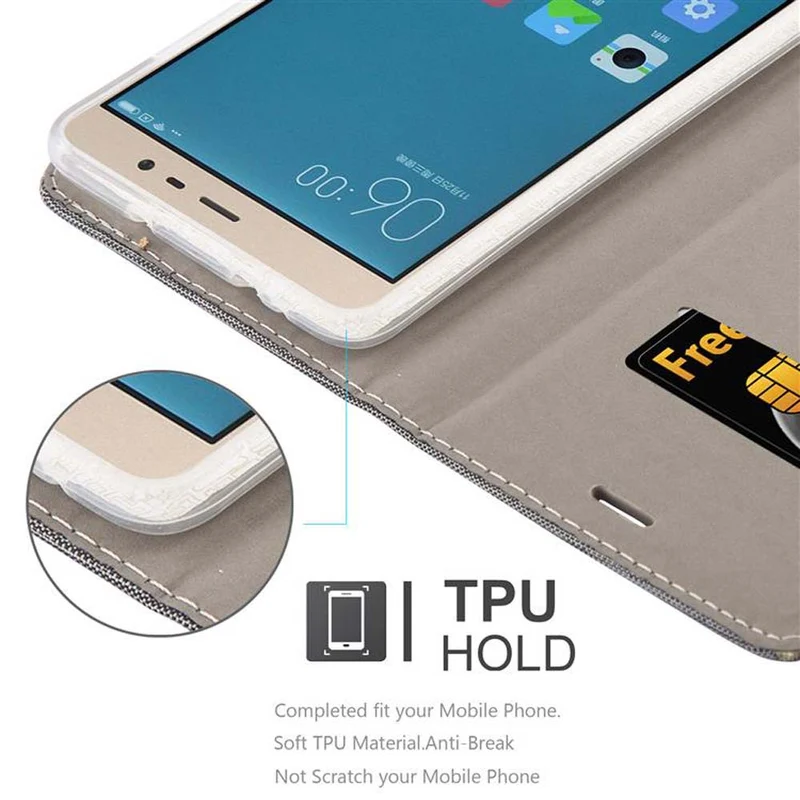 Cadorabo Hülle kompatibel mit Xiaomi RedMi NOTE 3 Schutzhülle mit Magnetverschluss, Standfunktion und Kartenfach