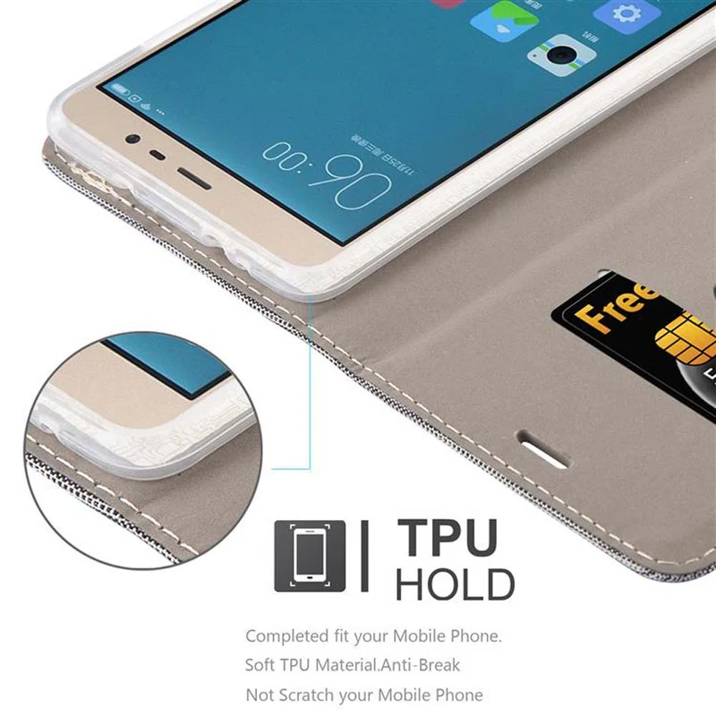 Cadorabo Hülle kompatibel mit Xiaomi RedMi NOTE 3 Schutzhülle mit Magnetverschluss, Standfunktion und Kartenfach