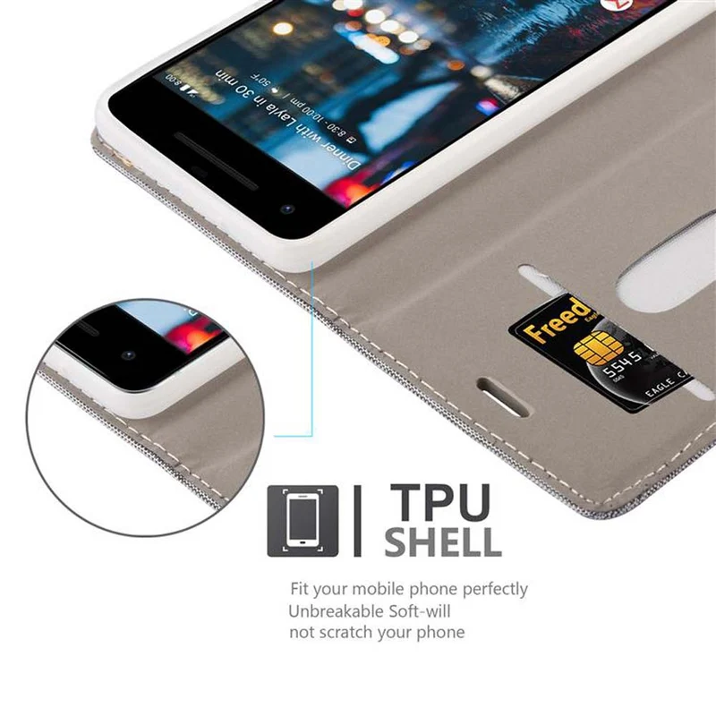Cadorabo Hülle kompatibel mit Google PIXEL 2 Schutzhülle mit Magnetverschluss, Standfunktion und Kartenfach