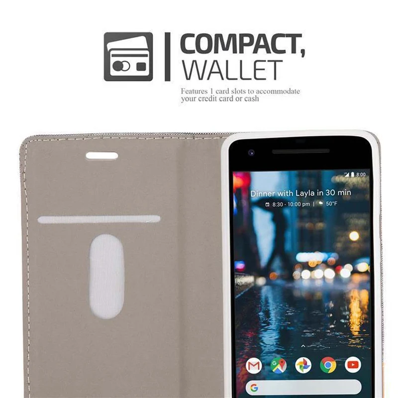 Cadorabo Hülle kompatibel mit Google PIXEL 2 Schutzhülle mit Magnetverschluss, Standfunktion und Kartenfach