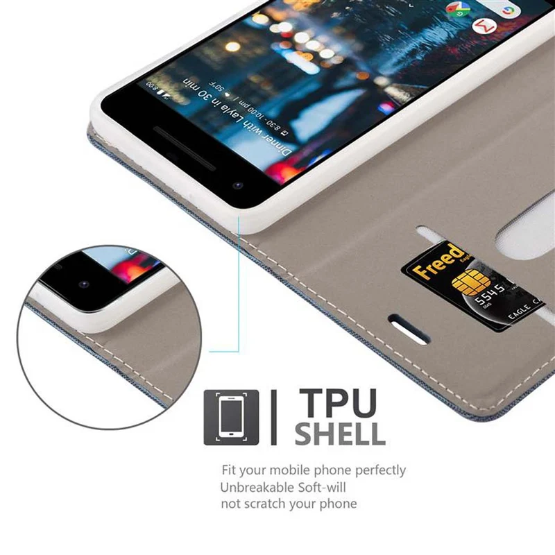 Cadorabo Hülle kompatibel mit Google PIXEL 2 Schutzhülle mit Magnetverschluss, Standfunktion und Kartenfach