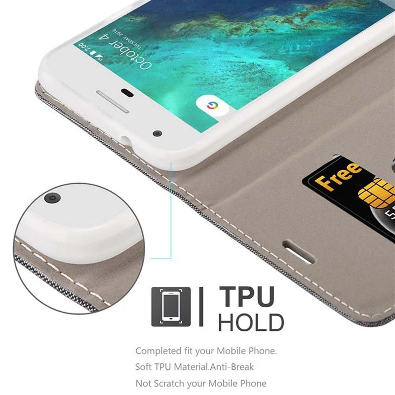 Cadorabo Hülle kompatibel mit Google PIXEL XL Schutzhülle mit Magnetverschluss, Standfunktion und Kartenfach