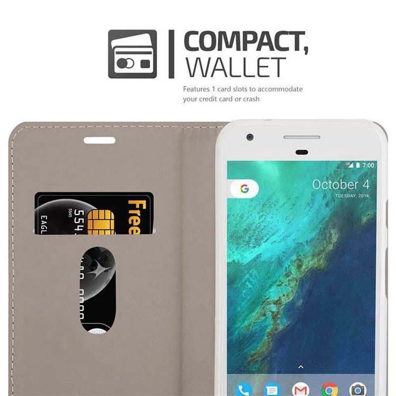 Cadorabo Hülle kompatibel mit Google PIXEL XL Schutzhülle mit Magnetverschluss, Standfunktion und Kartenfach