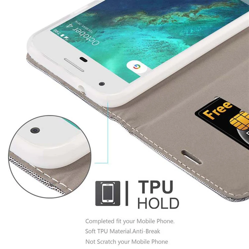 Cadorabo Hülle kompatibel mit Google PIXEL XL Schutzhülle mit Magnetverschluss, Standfunktion und Kartenfach