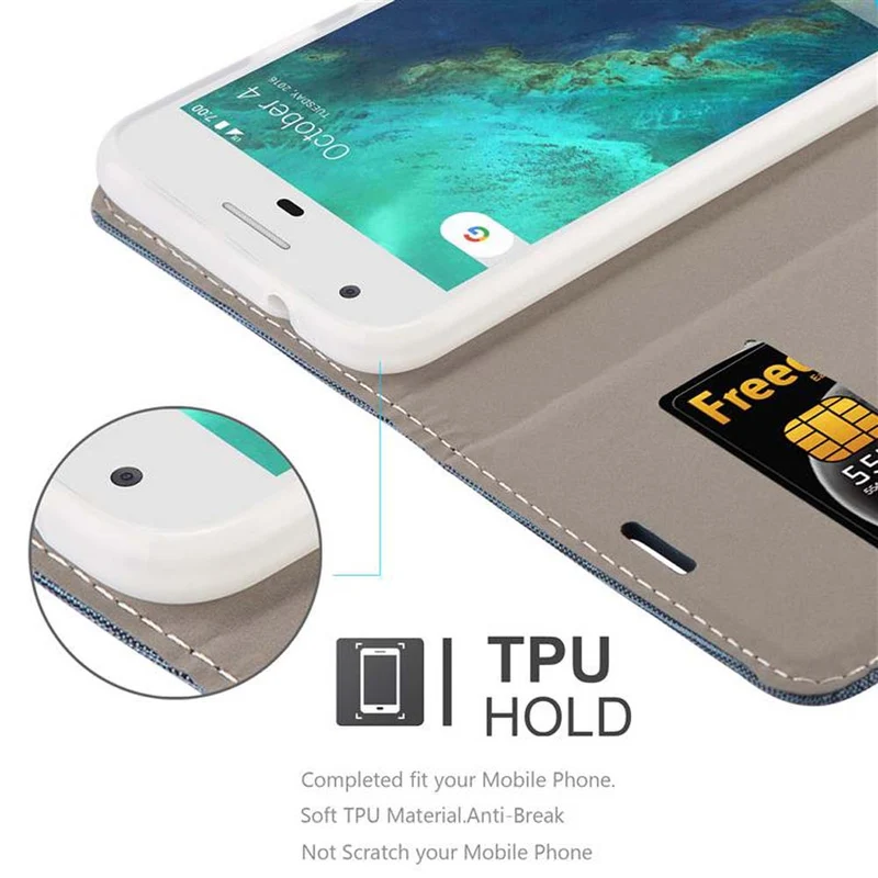Cadorabo Hülle kompatibel mit Google PIXEL XL Schutzhülle mit Magnetverschluss, Standfunktion und Kartenfach