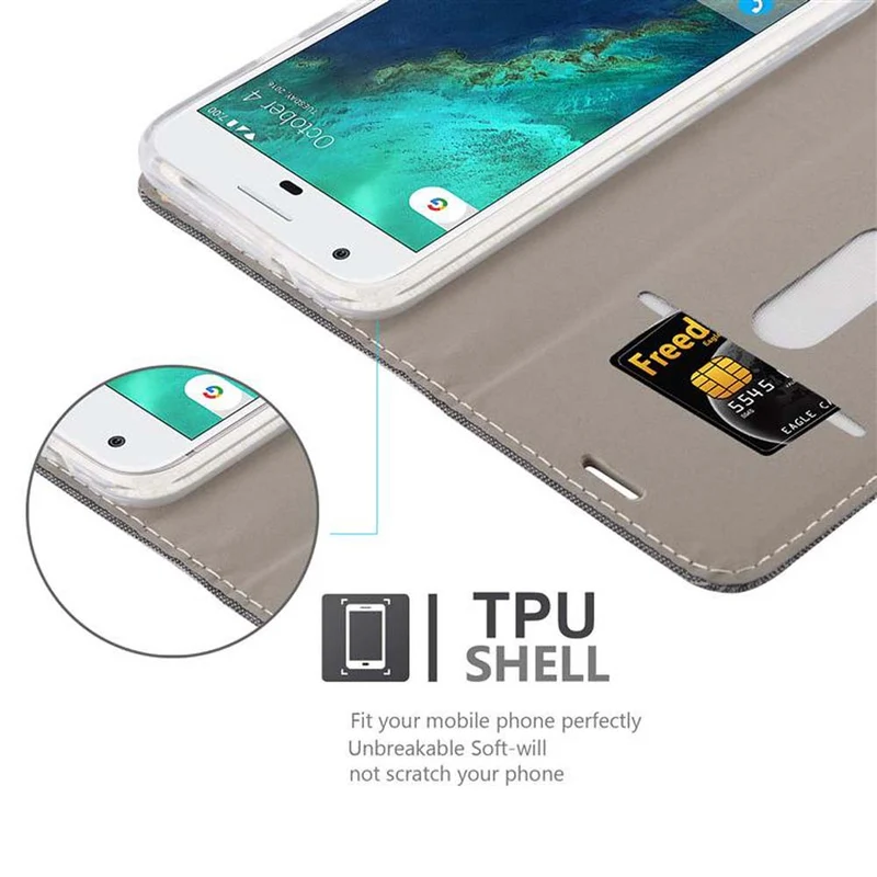 Cadorabo Hülle kompatibel mit Google PIXEL Schutzhülle mit Magnetverschluss, Standfunktion und Kartenfach