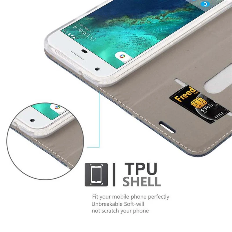 Cadorabo Hülle kompatibel mit Google PIXEL Schutzhülle mit Magnetverschluss, Standfunktion und Kartenfach