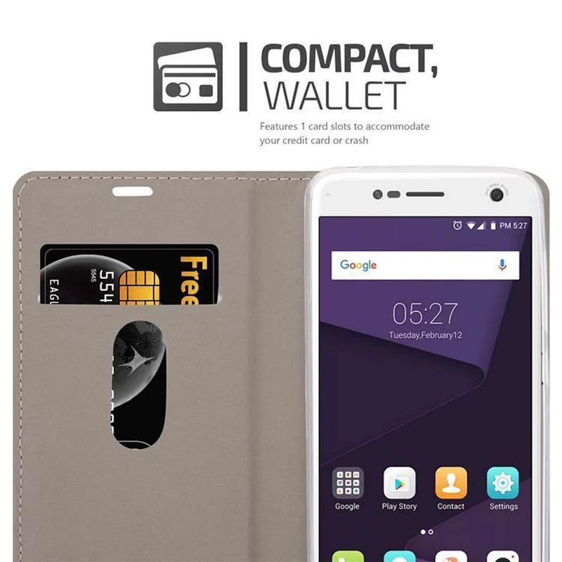 Cadorabo Hülle kompatibel mit ZTE Blade V8 Schutzhülle mit Magnetverschluss, Standfunktion und Kartenfach