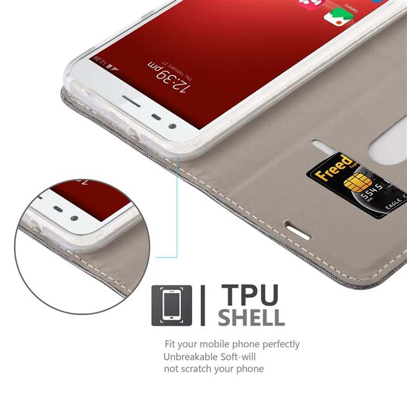 Cadorabo Hülle kompatibel mit ZTE Blade S6 Schutzhülle mit Magnetverschluss, Standfunktion und Kartenfach