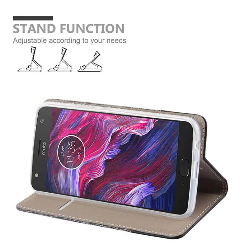 Cadorabo Hülle kompatibel mit Motorola MOTO X4 Schutzhülle mit Magnetverschluss, Standfunktion und Kartenfach
