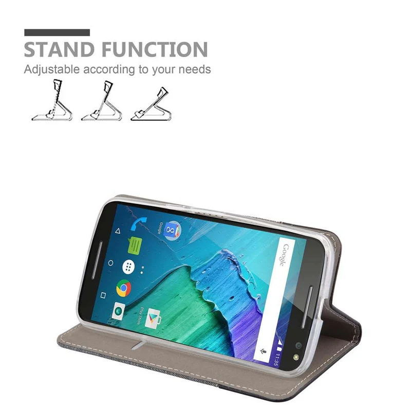 Cadorabo Hülle kompatibel mit Motorola MOTO X STYLE Schutzhülle mit Magnetverschluss, Standfunktion und Kartenfach