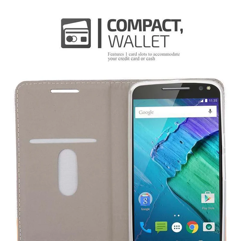 Cadorabo Hülle kompatibel mit Motorola MOTO X STYLE Schutzhülle mit Magnetverschluss, Standfunktion und Kartenfach
