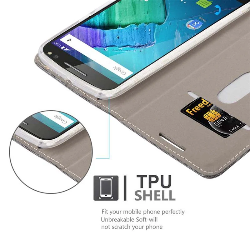 Cadorabo Hülle kompatibel mit Motorola MOTO X STYLE Schutzhülle mit Magnetverschluss, Standfunktion und Kartenfach